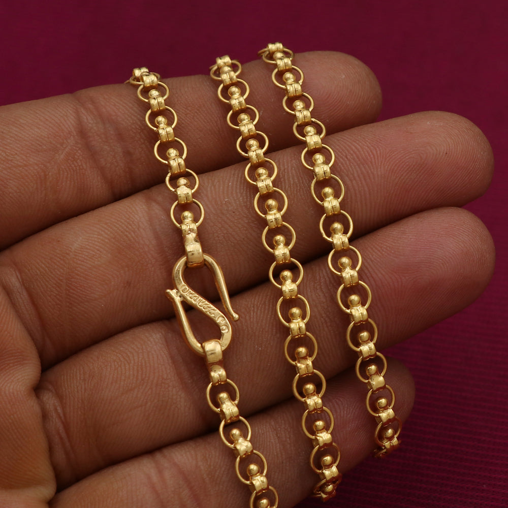 Cadena rolo de oro brillante de 25 pulgadas con sello bis 916, joyería para suegra y damas 