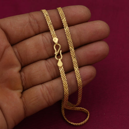 Cadena de cable de 20 pulgadas de oro macizo con sello de 22 quilates, regalo para niños, joyería hecha a mano 