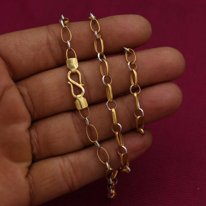 Cadena de cordón de 20" de oro indio con sello de 22 quilates, regalo para hombres, joyería de último estilo para mujeres 