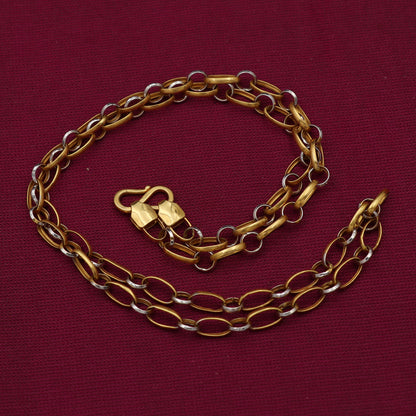 Cadena de cordón de 20" de oro indio con sello de 22 quilates, regalo para hombres, joyería de último estilo para mujeres 