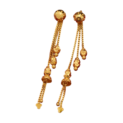 22cts print solid gold 5.5cm dangle earrings step aunts antique style jewelry