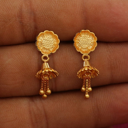 22k print shining gold 2.6cm wattle earring  daughter gift easter monday jewelry