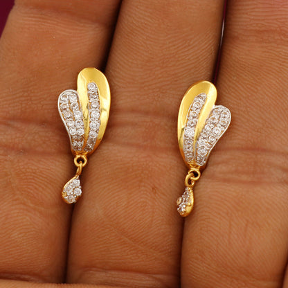 22 cts print dazzling gold 2.2cm stud earring daughter gift memorial day jewelry