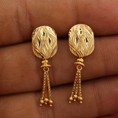 22k hallmark shiny gold 3.1cm bali earring half daughter father day jewelry