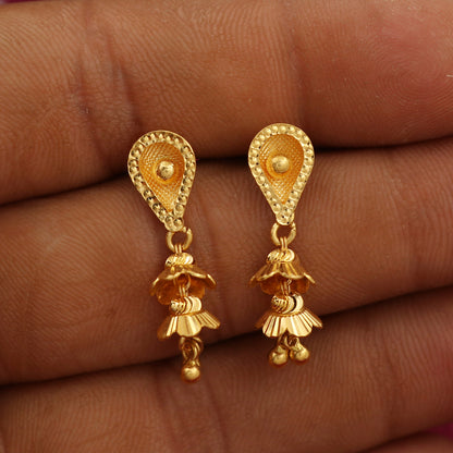 22k hallmark bright gold 2.6cm nugget earrings daughter in law gift jewelry