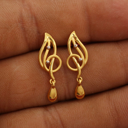 22cts hallmark unique gold 2.5cm sleeper earrings sister in law gift jewelry