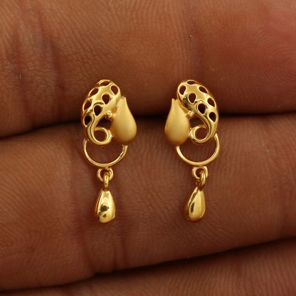 bis 916 seal original gold 1.9cm solitaire earrings sister gift artisan jewelry