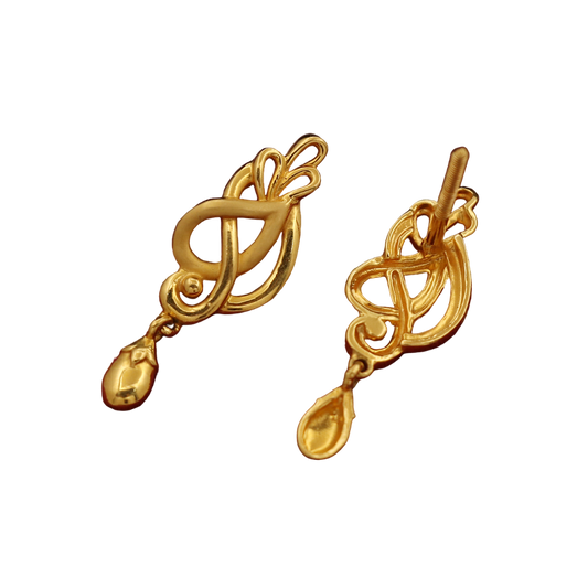 22cts print solid gold 2.5cm dangle earrings spinster gift fashionable jewelry