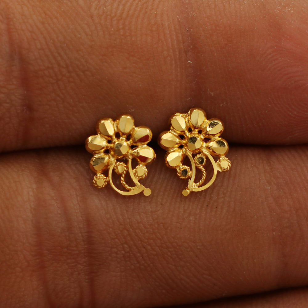 22k hallmark golden gold 0.9cm wire hook earrings niece gift inexpensive jewelry