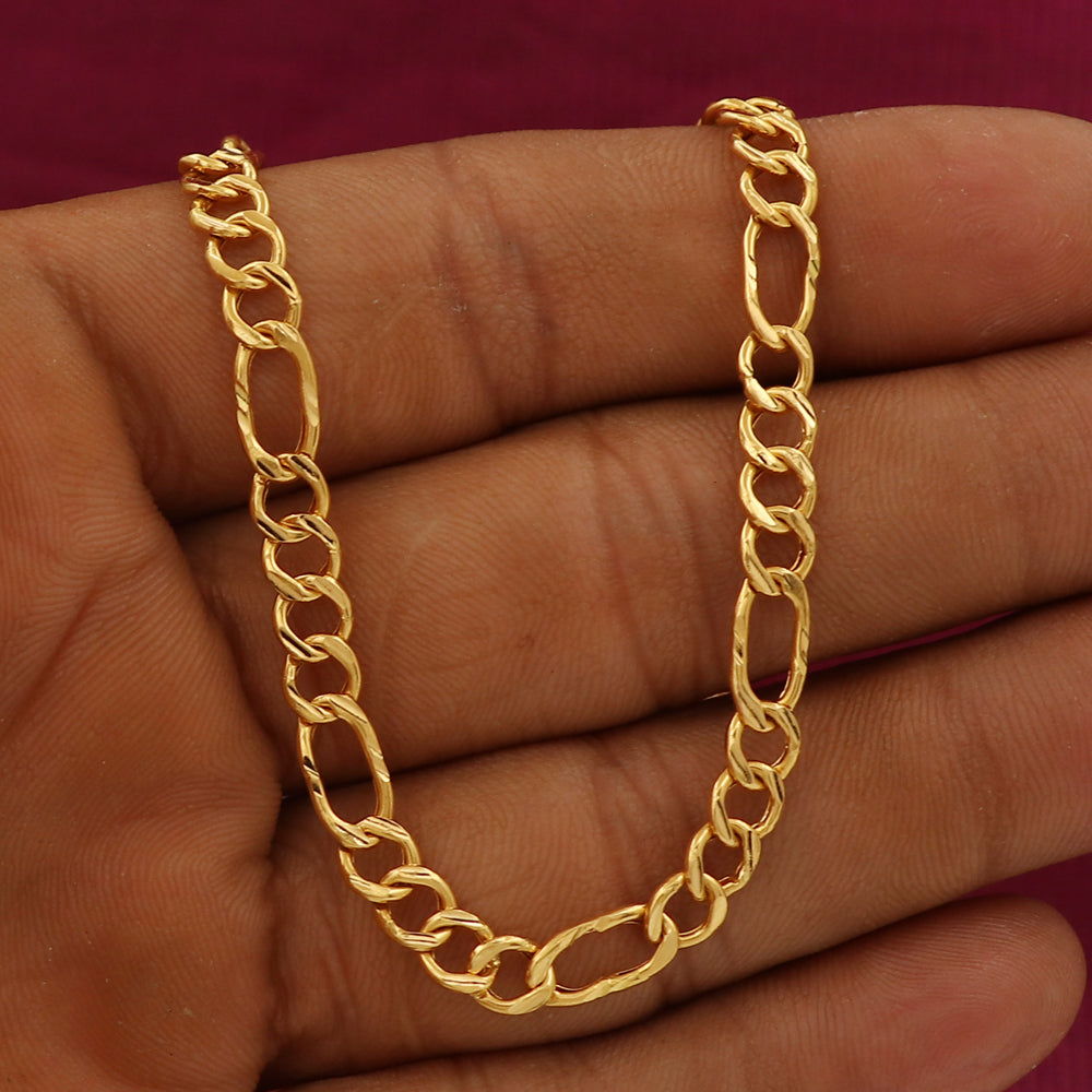 Cadena tipo cable de 8 pulgadas de oro brillante con estampado de 22 quilates, joyería para el lunes de Pascua de nietos