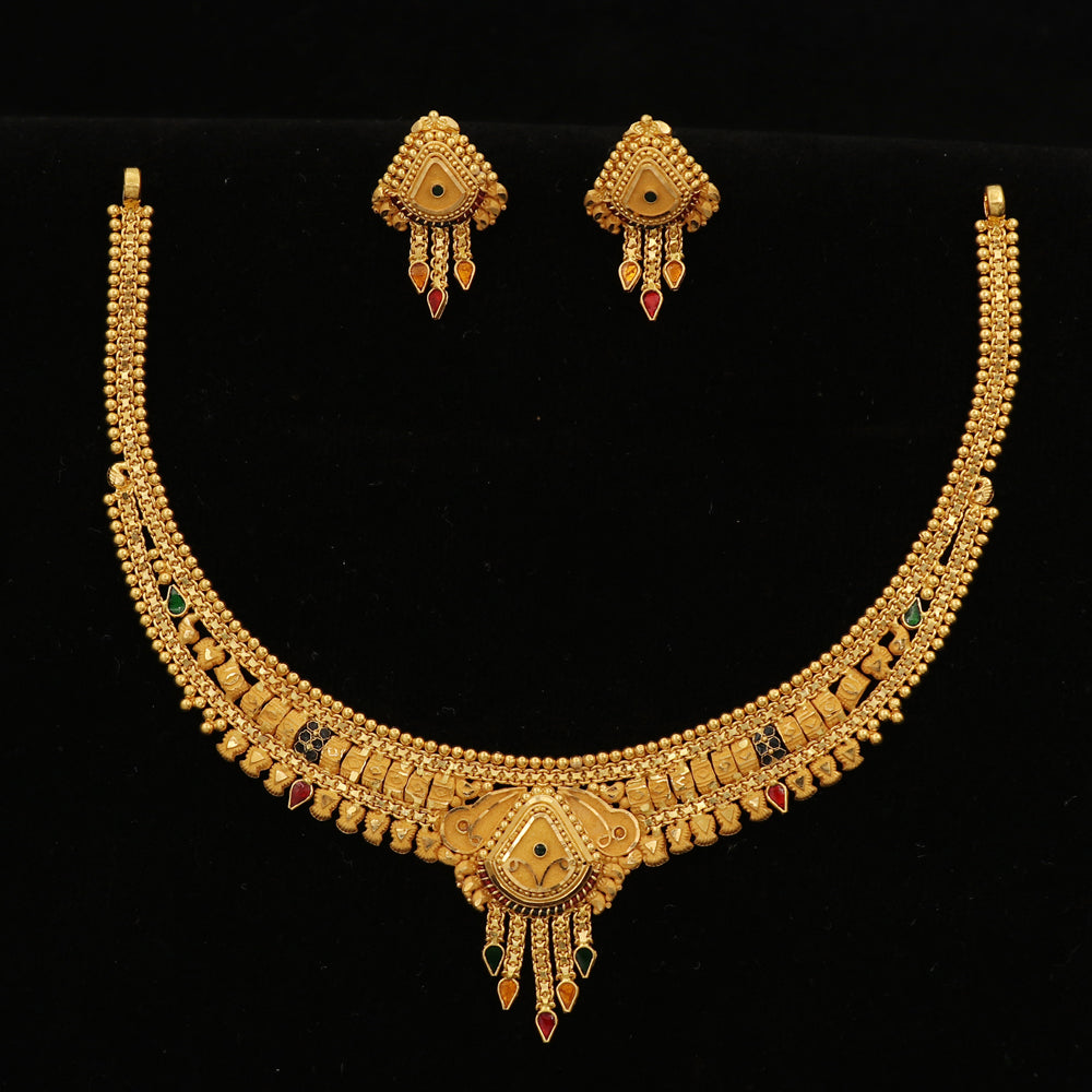 22k stamp merry shine gold 18/2.3cm necklace earring sets female art jewelry