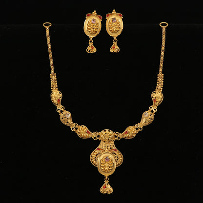 bis 916 stamp real gold 19.5/2.8cm necklace earring sets girls artisan jewelry