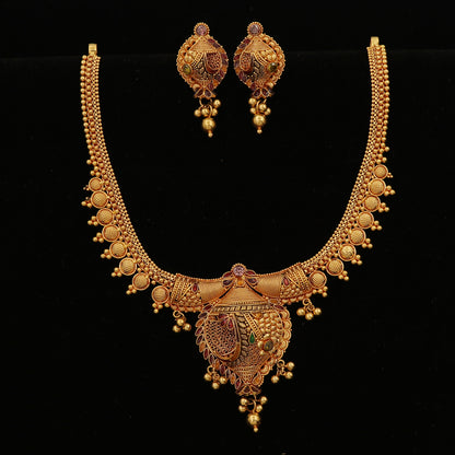 22k stamp indian gold 17.5/3.2cm necklace earring sets mother bestseller jewelry