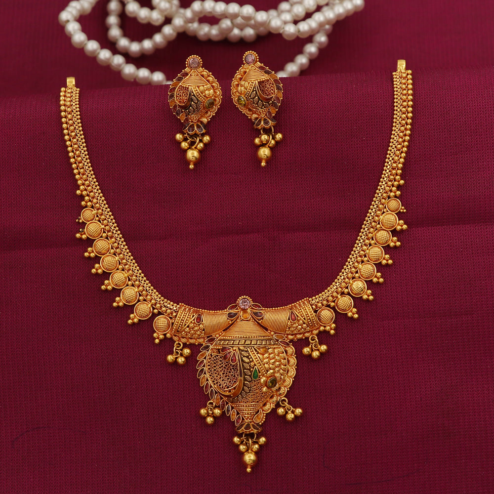 22k stamp indian gold 17.5/3.2cm necklace earring sets mother bestseller jewelry