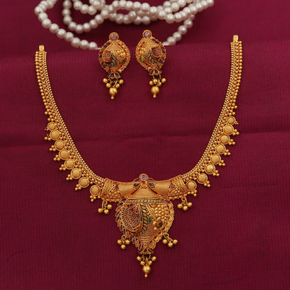 22k stamp indian gold 17.5/3.2cm necklace earring sets mother bestseller jewelry