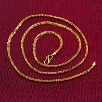 Cadena tipo cable de 9 pulgadas de oro auténtico con estampado de 22 quilates, regalo de mariquita, joyería de moda