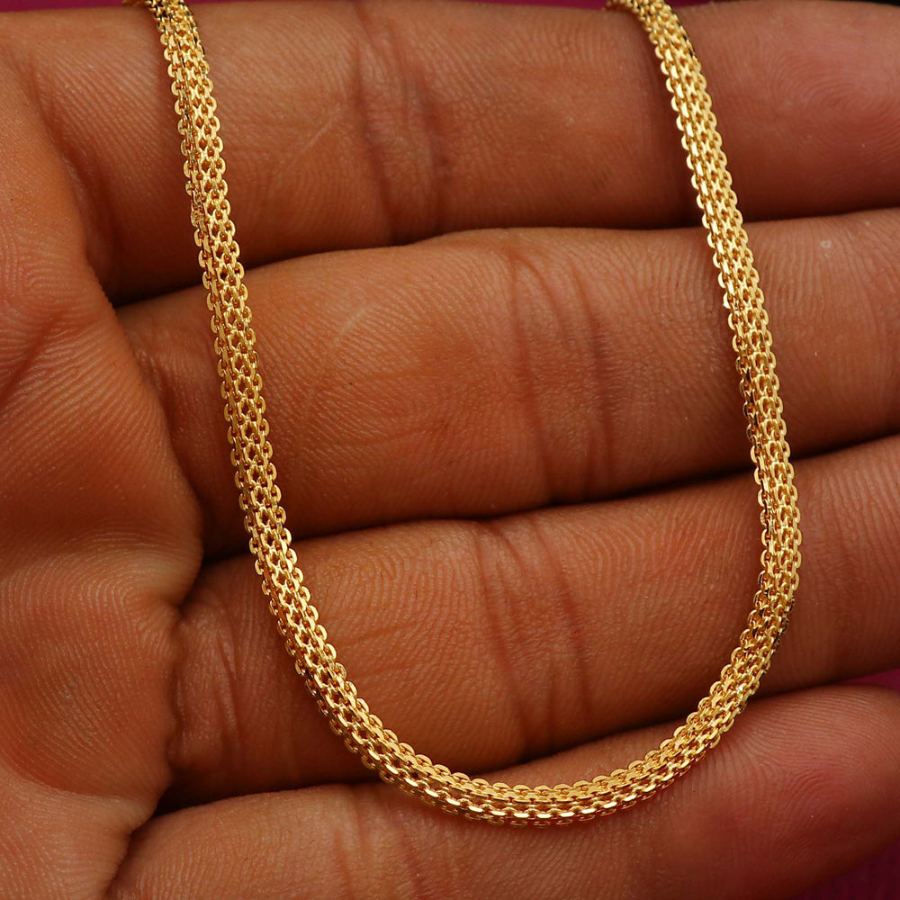 Cadena tipo cable de 9 pulgadas de oro auténtico con estampado de 22 quilates, regalo de mariquita, joyería de moda