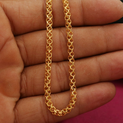 22 Karat Gold mit Punze, 22,3 cm, Weizenkette, halbes Muttergeschenk für Schwester, Schmuck