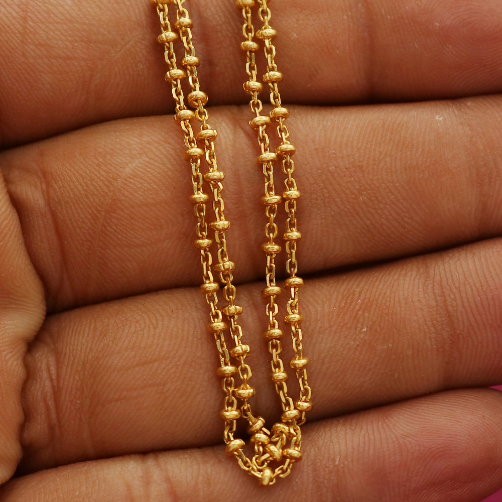 22 karat print true gold 7inches cable chain half daughter antique look jewelry