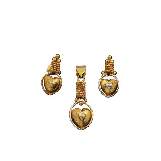 22cts hallmark unique gold 3.0/1.8cm earring pendant sets brother jewelry