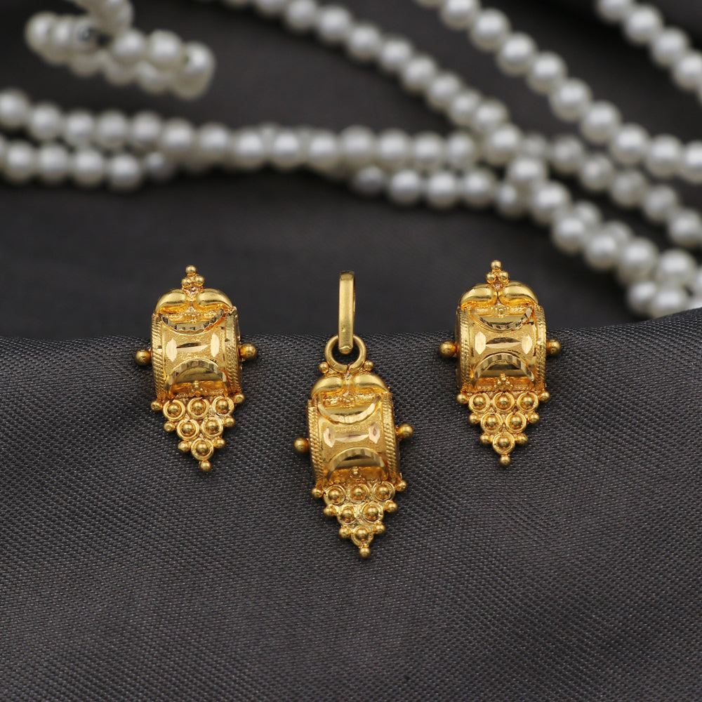 22cts stamp indian gold 3.0/2.1cm earring pendant sets partner xmas day jewelry