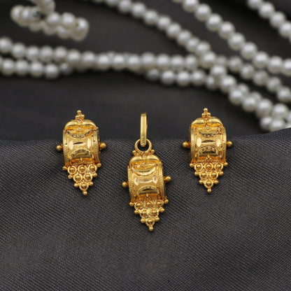 22cts stamp indian gold 3.0/2.1cm earring pendant sets partner xmas day jewelry