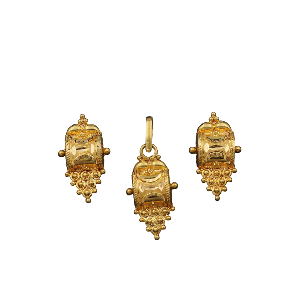 22cts stamp indian gold 3.0/2.1cm earring pendant sets partner xmas day jewelry