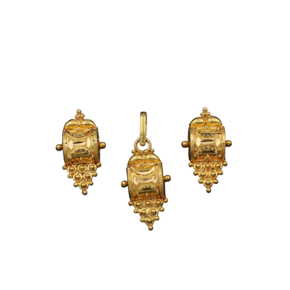 22cts stamp indian gold 3.0/2.1cm earring pendant sets partner xmas day jewelry