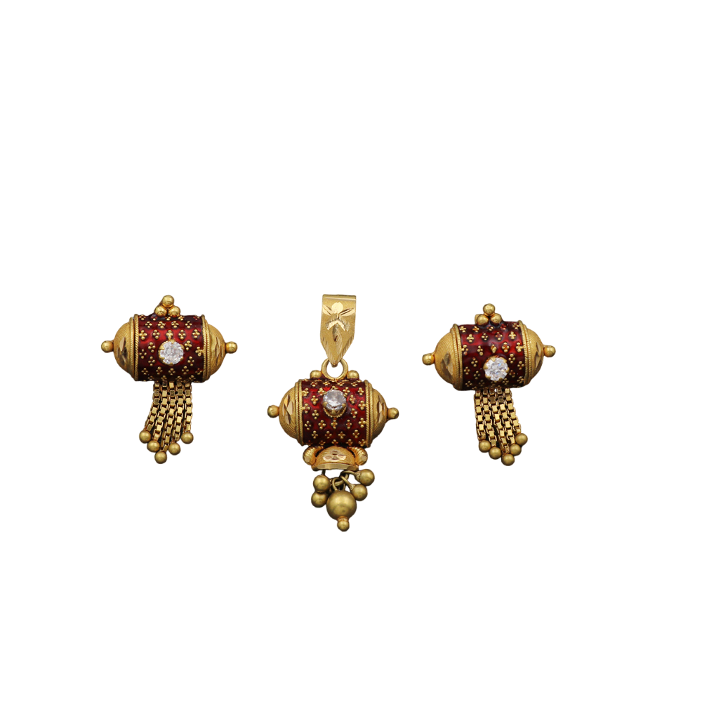 Conjunto de pendientes y colgantes de oro genuino de 22 quilates con sello de 3,0/2,3 cm, joyas para padres 