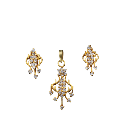 22cts print solid gold 3.3//1.7cm earring pendant sets child fashionable jewelry