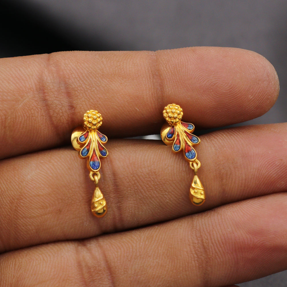 Conjunto de pendientes y colgantes de oro de 22 quilates con sello de autenticidad, de 2,4/2,1 cm, para novios 