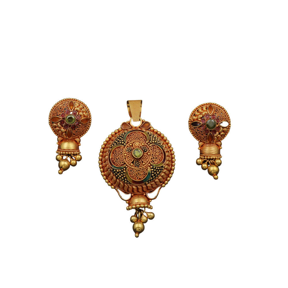 Conjunto de pendientes y colgantes de oro macizo de 22 quilates con sello distintivo de 4,7/2,5 cm, joyería hecha a mano 