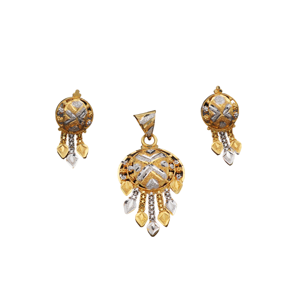 Conjunto de pendientes y colgantes de oro de 22 quilates con sello de la más alta calidad, de 4,0 a 2,4 cm, joyas para damas y niñas 