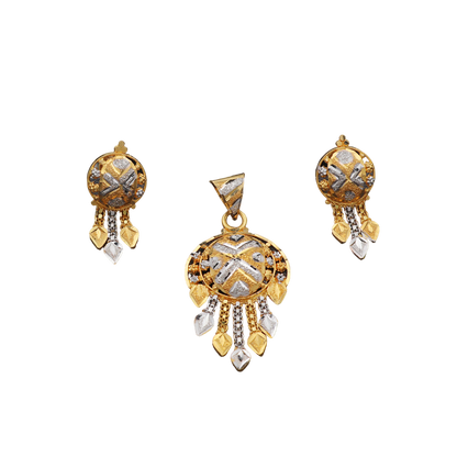 Conjunto de pendientes y colgantes de oro de 22 quilates con sello de la más alta calidad, de 4,0 a 2,4 cm, joyas para damas y niñas 