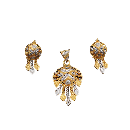 Conjunto de pendientes y colgantes de oro de 22 quilates con sello de la más alta calidad, de 4,0 a 2,4 cm, joyas para damas y niñas 