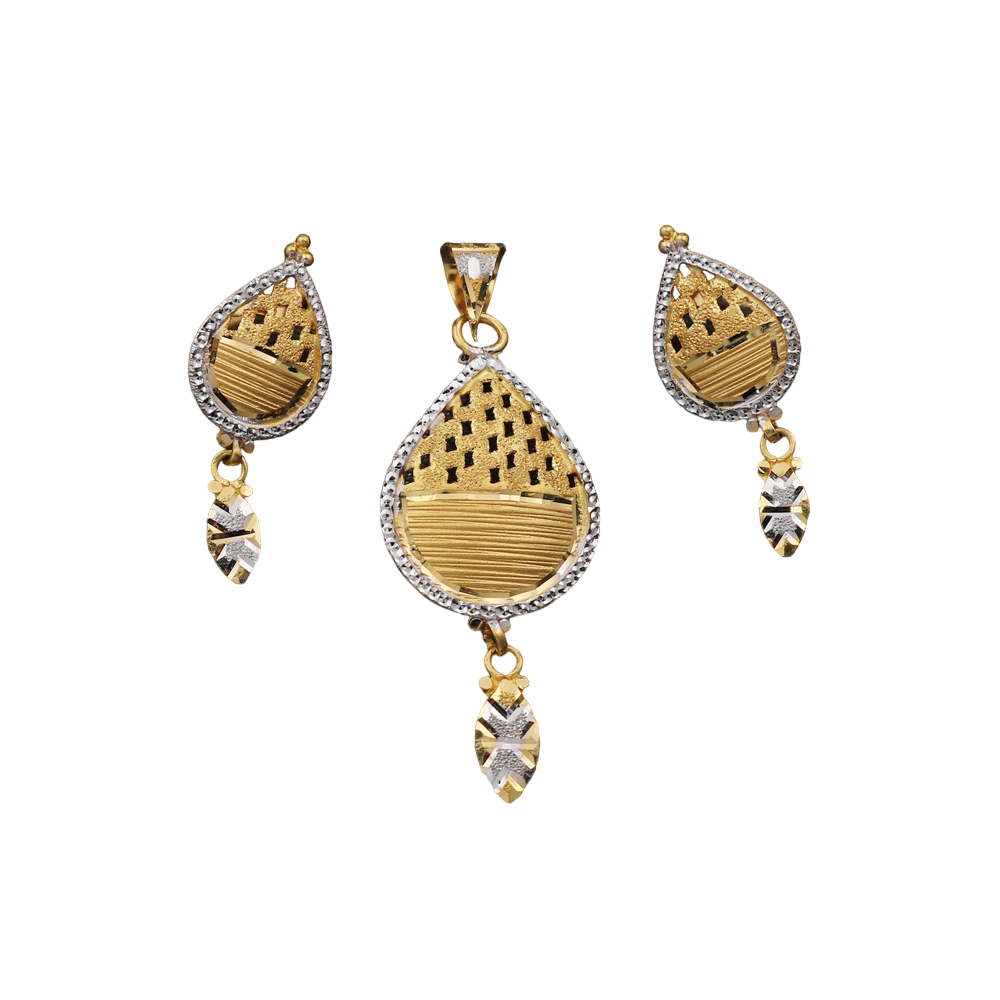 Conjunto de pendientes y colgantes de oro brillante de 22 quilates de 4,4/2,8 cm con sello alegre, joyería de estilo femenino 