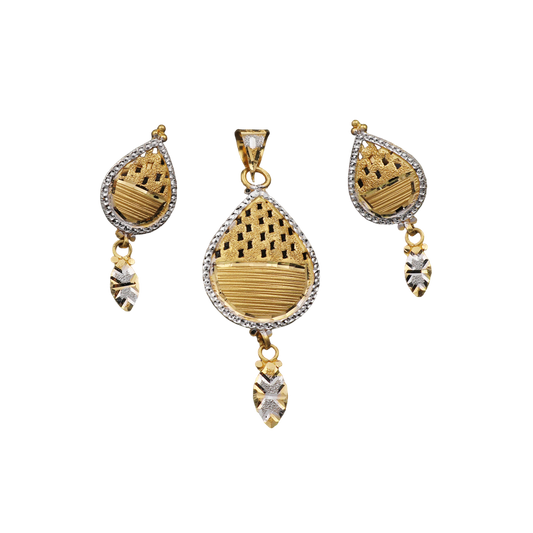 Conjunto de pendientes y colgantes de oro brillante de 22 quilates de 4,4/2,8 cm con sello alegre, joyería de estilo femenino 