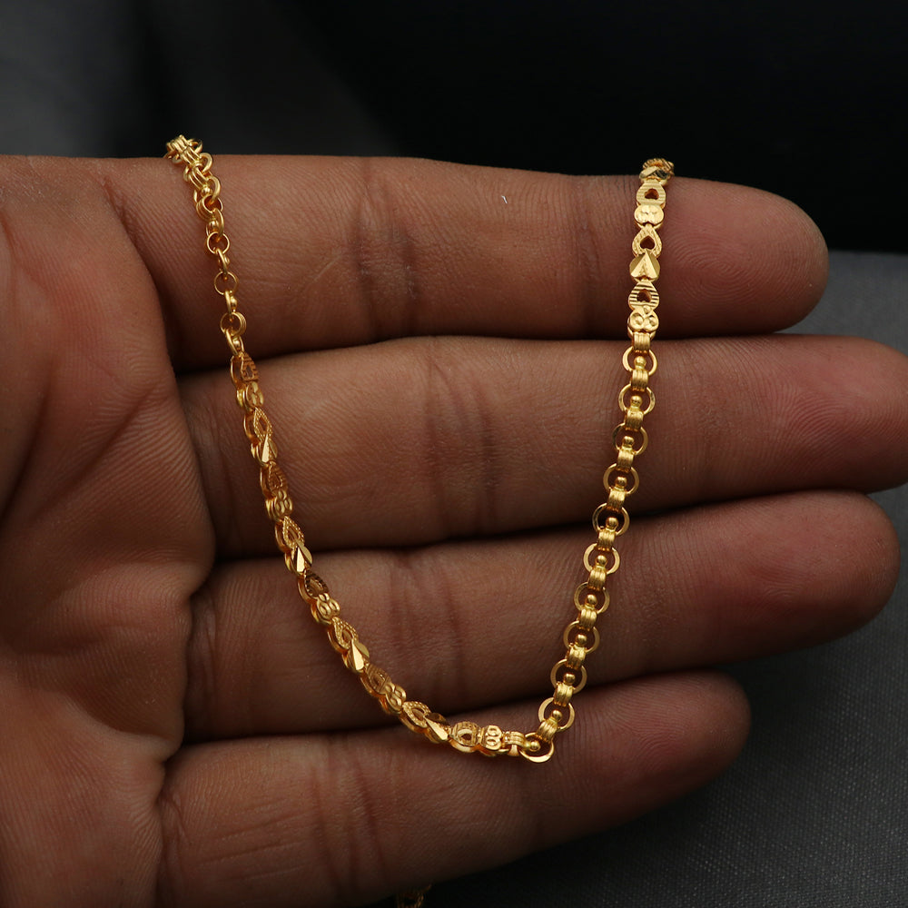 Cadena de eslabones de 24" de oro con sello de autenticidad de 22 quilates, regalo para cuñada, joyería 