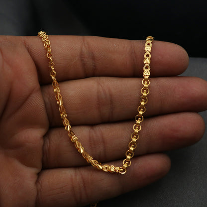 Cadena de eslabones de 24" de oro con sello de autenticidad de 22 quilates, regalo para cuñada, joyería 