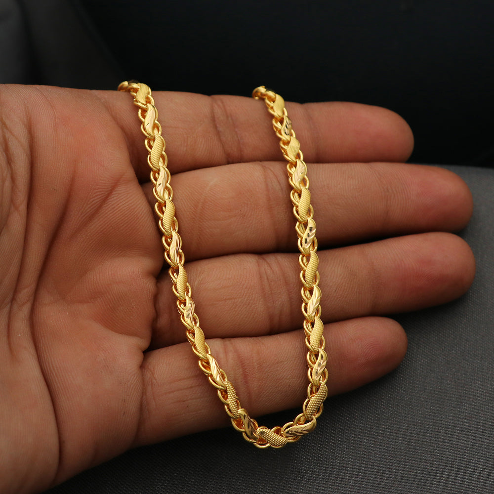 Cadena de serpiente de 22 pulgadas de oro amarillo con sello distintivo de 22 quilates, regalo para él, joyería de estilo antiguo 