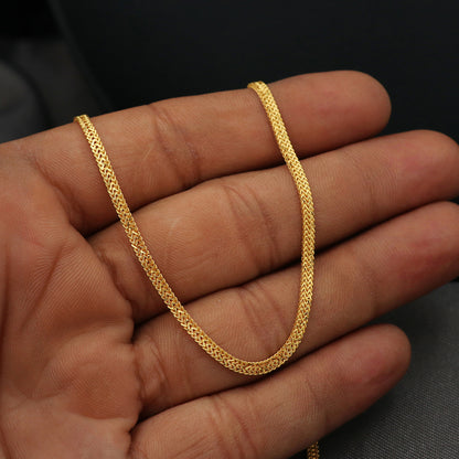 Cadena Figaro de oro deslumbrante con estampado de 22 quilates de 19 pulgadas para sobrino, joyería para el día de San Valentín 