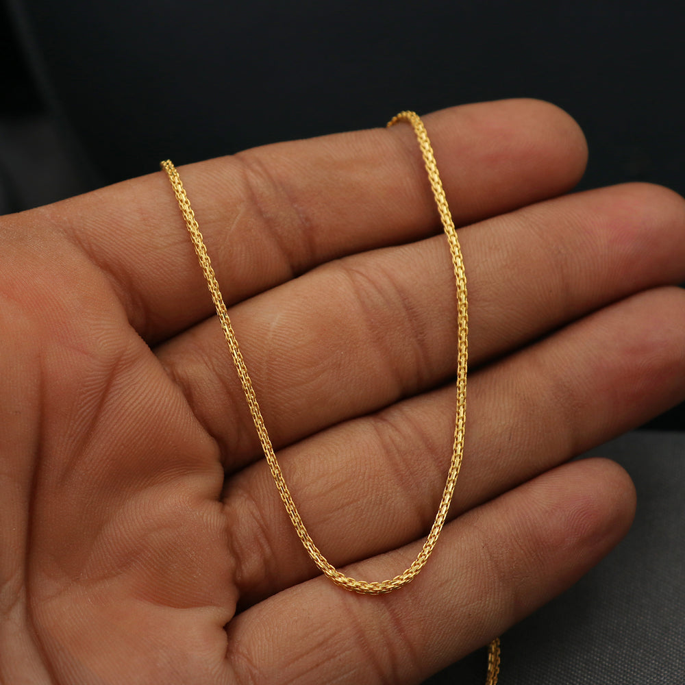 Cadena de eslabones de 16,5" de oro brillante con sello distintivo de 22 quilates, regalo para sobrino, joyería para el Día de los Presidentes 