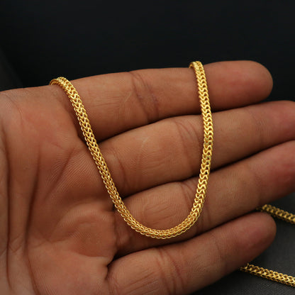 Cadena de serpiente de oro de 22 quilates con sello distintivo, de 22 pulgadas, regalo para el día de la madre y el padre 