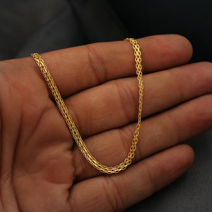 Cadena de eslabones de 20 pulgadas de oro auténtico con sello de 22 quilates, regalo para tíos, joyería para el día de Acción de Gracias 