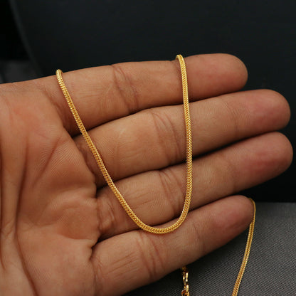 Cadena de espigas de trigo de 20 pulgadas de oro auténtico con sello de 22 quilates, regalo para hijo, joyería de Nochevieja 