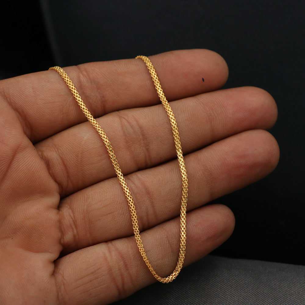 Cadena tipo cable de oro auténtico de 22 quilates con estampado de 18,5 pulgadas, regalo para hijastro, hermosa joyería 