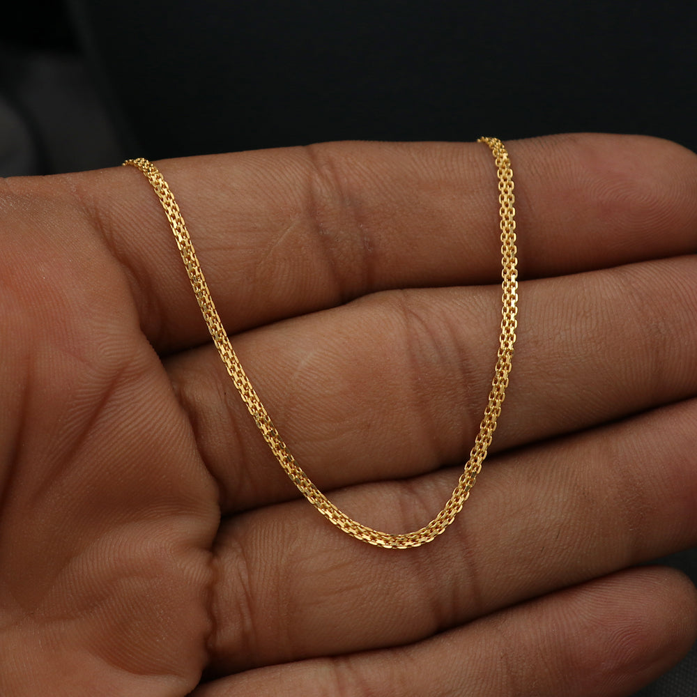 Cadena rolo de oro real de 18 pulgadas con sello bis 916, joyería elegante para cuñado 