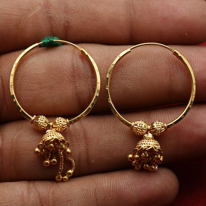 22k merry shine gold simple design jewelry dangle earring for female gift