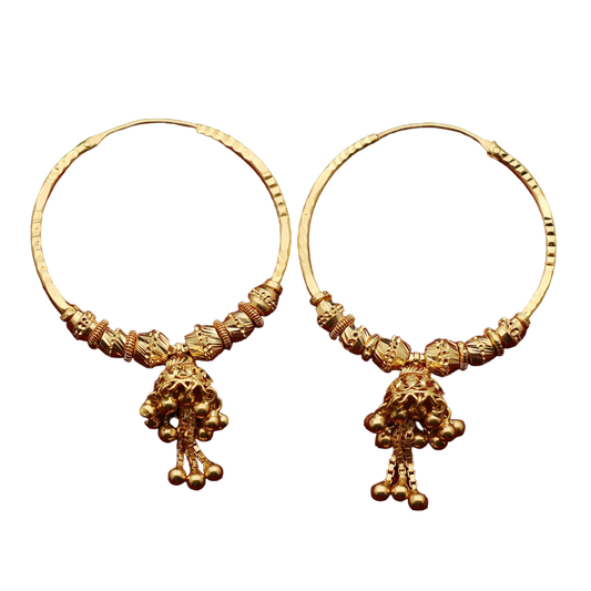 22cts indian gold handcrafted design jewelry dangling earrings for mother gift