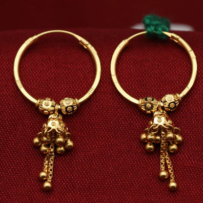 Pendientes colgantes de oro fino 2024 de 916 quilates con joyas vintage para regalo de solterona